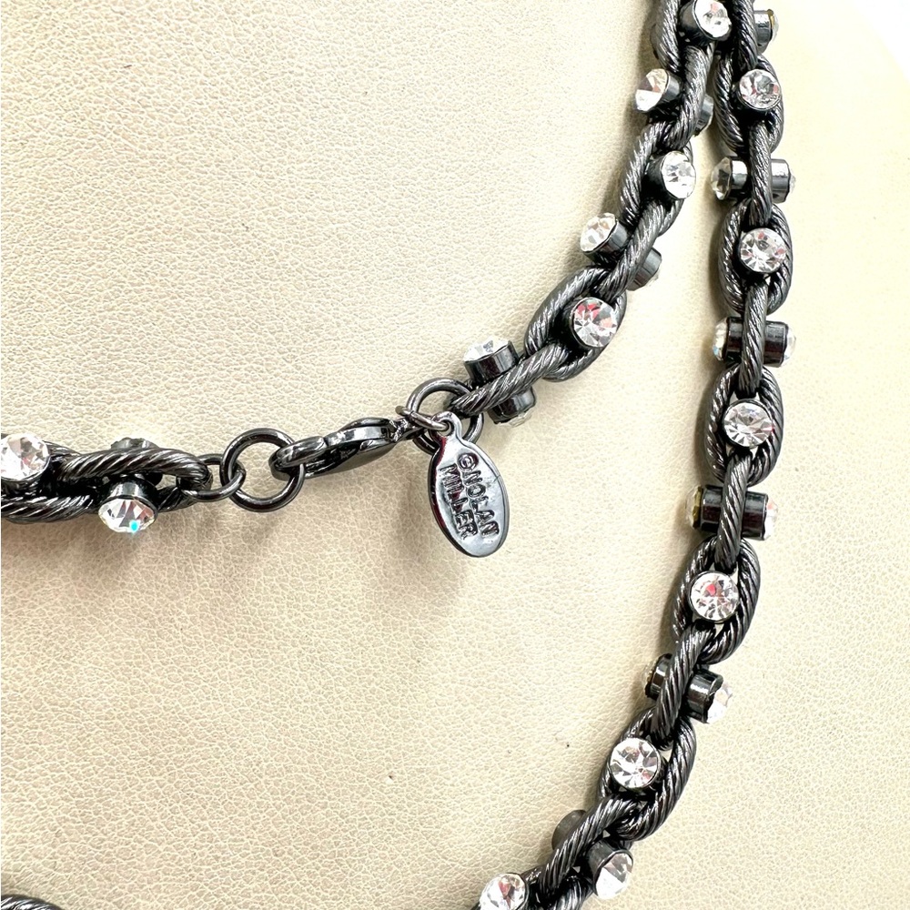 Nolan Miller Australian Crystal Gunmetal Rope Chain Necklace NWOT - Picture 8 of 10
